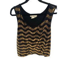 Seventh Avenue Womens Size XL Gold BLack Sparkle Tank Top Shirt Chevron Sequins - £13.23 GBP