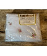 Vintage Springmaid No-Iron Marvelaire Double Fitted Sheet New Floral pink - $376.98 MXN