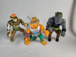 Vintage TMNT Ninja Turtles Triceraton Hard Head Rat KIng Posable Villian Figures - £15.02 GBP