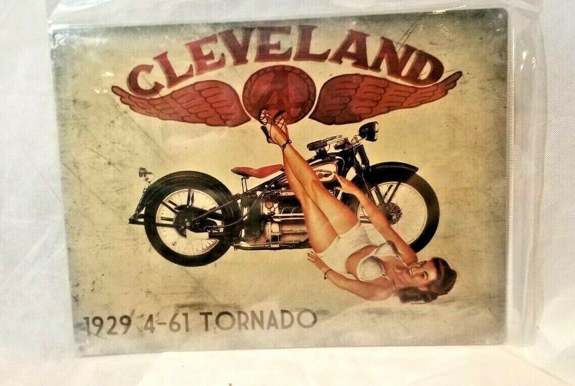 16" Cleveland Tornado 1929 retro bike Flying A STEEL metal USA american ad sign - £46.77 GBP