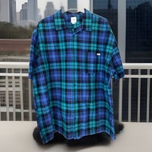 Vans Shirt Plaid Loose Fit Mens XXL Button Up Heavy Cotton Blue Off The ... - £23.23 GBP