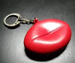 Coin Purse Key Chain Bright Red Oval Shape Opens when Squeezed Made in H... - $7.99
