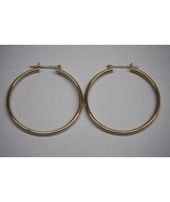 Fine 14K Yellow Gold Plain Puffed Hoop Earrings 52mm (2&quot;) 5.4 Grams - $696.20 CAD