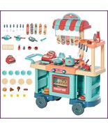 50Pcs Kids Fast Food Trolley Kitchen Play Set with Cash Register &amp; Food ... - €55,66 EUR