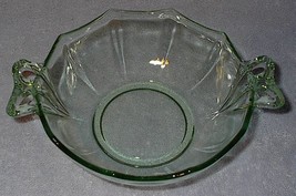 Vintage Depression Green Glass Handled Candy Dish Bowl  - £6.25 GBP