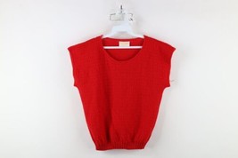 Vtg 80s 90s Mid Mod Streetwear Womens S Dolman Sleeve Knit Sweater Vest Red USA - £46.85 GBP