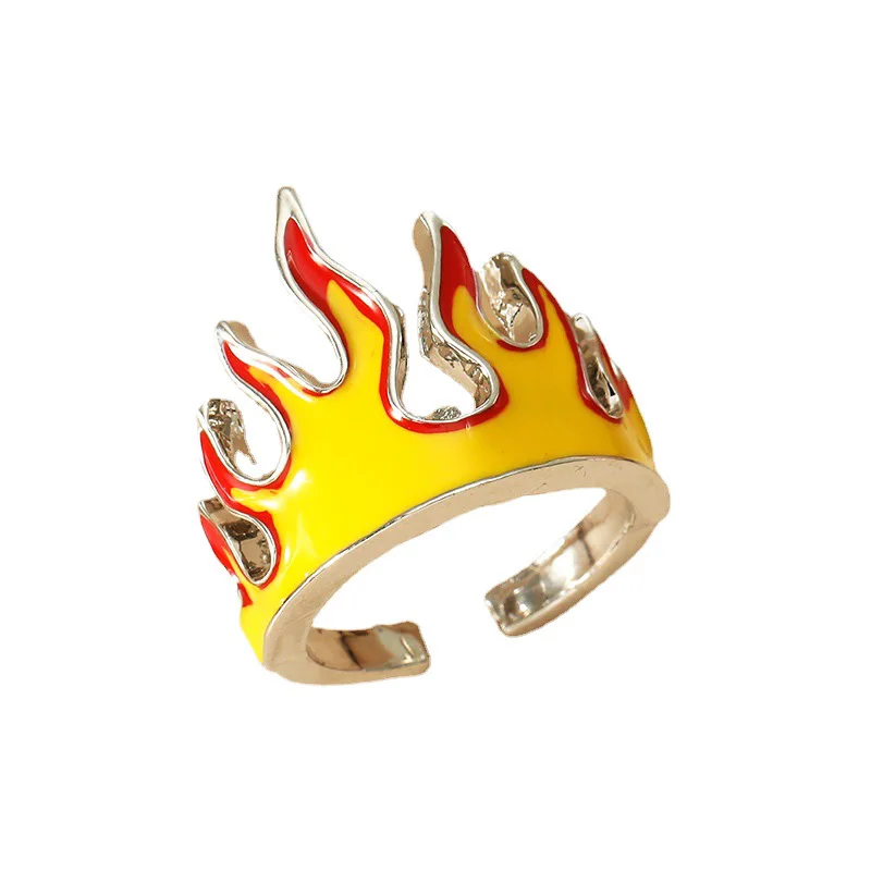 Goth Punk Flame Ring For Women Men Girls Boys Hip Hop Fashion Flame Opening Ring - £10.77 GBP