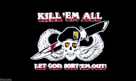 Kill &#39;em All - Let GOD Sort &#39;em Out Flag - 3&#39; x 5&#39;  Polyester Flag - Banner - £12.50 GBP