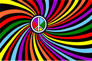 Rainbow Swirl with Peace Sign Flag -  3' x 5'  Flag - Banner Polyester - $15.00