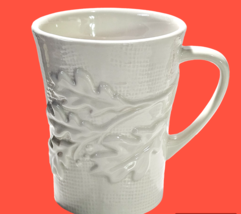 Starbucks 2009 White 3D Oak Leaves New Bone China Coffee Mug 12oz 4 1/2&quot; Tall - £18.35 GBP
