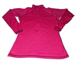 Nike Pro Fit Women&#39;s Half 1/2 Zip Dri-fit Pink Shirt Size LARGE lined sports - £11.59 GBP