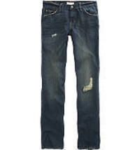 Bullhead Men&#39;s Guys Denim Jeans Rincon Straight Destruct Blue New $40 Pants - £23.76 GBP