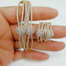 Luxury 2PCS Dubai Bangle Ring Set Fashion Jewelry Sets For Women Wedding Engagem - £55.65 GBP