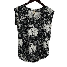 J Crew Black Floral Scoop Neck Short Sleeve Blouse Size 2 - £14.62 GBP