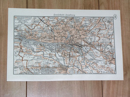 1937 Vintage Map Of Vicinity Of Hamburg / Altona Blankenese / Germany - £13.44 GBP