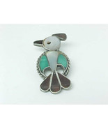 BIRD BROOCH Pin in STERLING Silver with Mother of Pearl and Turquoise - ... - £36.45 GBP
