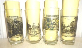 4 Usterbacher Franken Brau Burgerbrau Schwarzbrau German Beer Glasses - $20.46 CAD