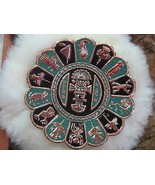 Wall plate from Peru, copper with turquoise stones  - £32.85 GBP