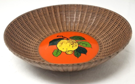 Lemon Japanese Hatched Serving Bowl Mid Century Modern Enesco Large Brown - $18.95