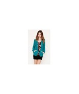 WOMEN&#39;S JR&#39;S LA HEARTS LOOSE SOFT YARN KNIT TEAL GREEN HOODIE SWEATER NE... - $703.06 MXN