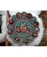 Wall plate from Peru, copper with turquoise stones  - £32.05 GBP