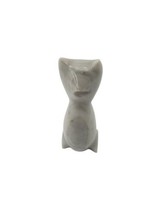 Vintage Hand Carved stone Onyx Marbel White Gray Cat Kitten Sculpture - $14.80