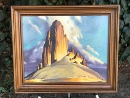 J Wolfe Original 1950s Modern Desert Landscape Plein Air Vintage Oil On Canvas - £884.70 GBP