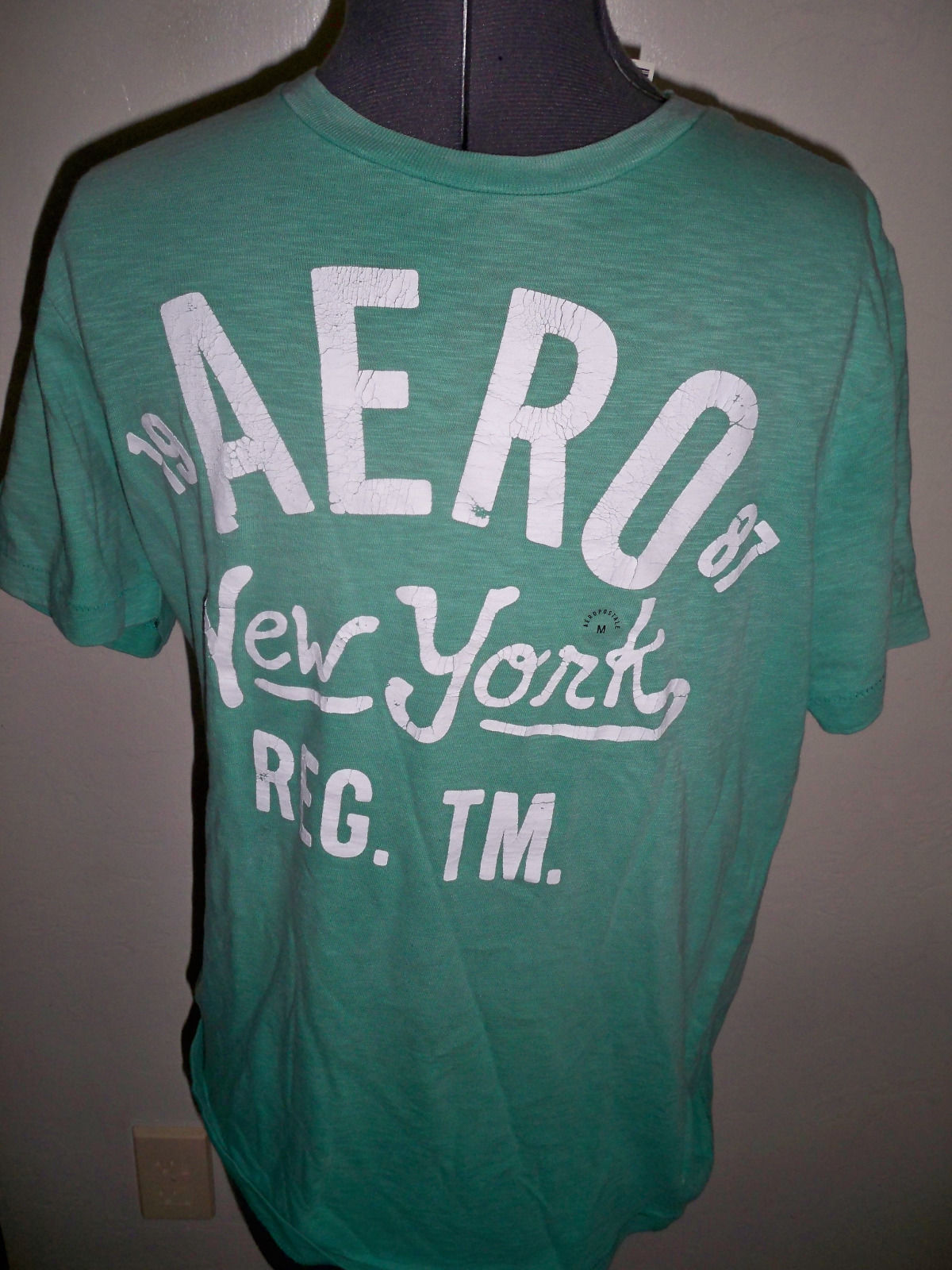 MEN'S GUYS AEROPOSTALE AERO 1987 NEW YORK REG. TM. TEE T SHIRT SEA GREEN NEW $25 - £13.36 GBP