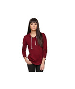 WOMEN&#39;S JRS GIRLS LA HEARTS LIGHTWEIGHT BAGGY PULLOVER HOODIE BURGUNDY N... - £26.37 GBP