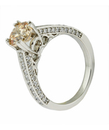 Imaginative 14k White gold with Champagne Diamond Engagement Ring. - $3,399.00