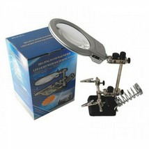 Third Helping Hand with Magnifier, LED Lamp, Clips & Soldering Iron Stand Tool - £26.16 GBP