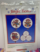 Dimensions Stamped Cross Stitch Kit #8331 Christmas Jingle Bears Ornaments 1986 - £11.67 GBP