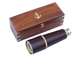 Deluxe Class Admiral&#39;s Brass - Leather Spyglass Telescope 27&quot;&quot; w/ Rosewood Box - £130.63 GBP