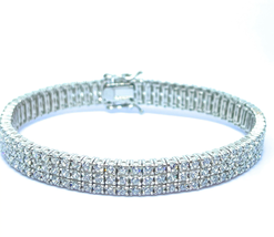 ADIRFINE 925 Sterling Silver Three Row 2mm Cubic Zirconia Tennis Bracelet - $129.59