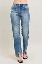 Judy Blue Full Size High Waist Vintage Wash Front Seam &amp; Slit Straight P... - $60.00+