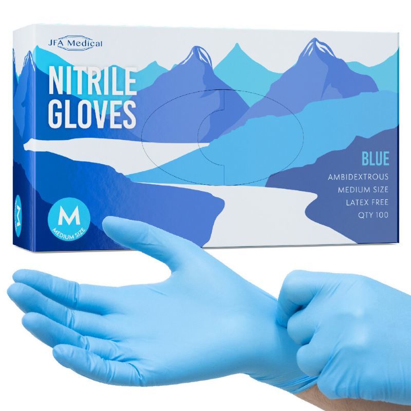 Medical Disposable Powder Free Blue Nitrile Gloves Medium x 100 - $7.91