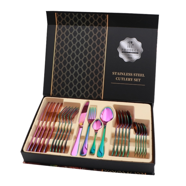 PRODUCT 100% Complete 24 in 1 Table Cutlery Set in Stainless Steel Rainbow color - $89.00