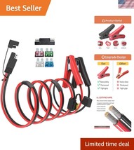 Durable 10AWG SAE to Alligator Clips Battery Extension Cable with 5 Fuse... - $37.50