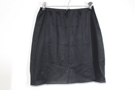 Vtg Vassarette M Underneath-it-all Black Nylon Half Slip Skirt Slit Satinessence - £23.26 GBP