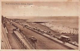 Brighton England~Beach Showing Electric RAILWAY~1920s Photo Postcard - £7.50 GBP