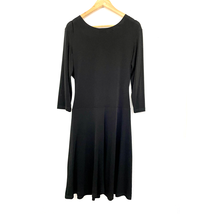 VTG EnFocus Studio Women&#39;s Black Cling Black Stretch Dress Sz Medium Ruched  - £14.86 GBP