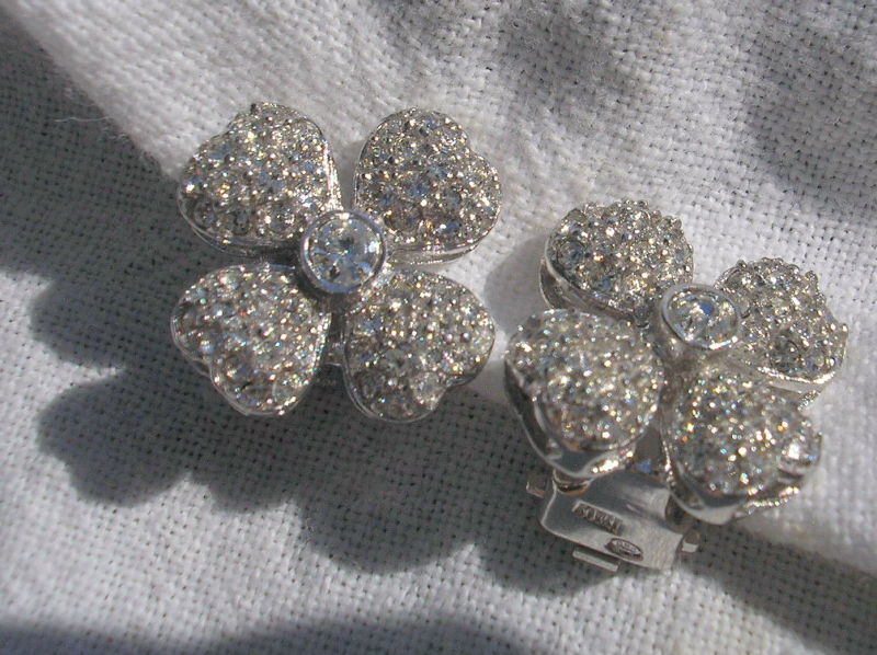 Primary image for Flower Design Sterling Silver CZ  Earrings Designer NEW