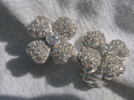 Flower Design Sterling Silver CZ  Earrings Designer NEW - £35.14 GBP