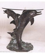 3 Dolphins Distinctive Solid American Bronze Glass Top Table by Castaño - $3,600.00