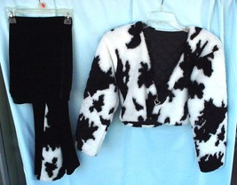 Fur Coat Cropped Jacket and Pants Set in Black and White Pony Print Faux... - $149.99