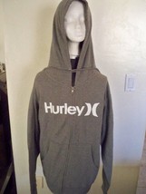 MEN&#39;S guys HURLEY ONE AND ONLY ZIP-UP HOODIE GUNMETAL  HURLEY LOGO NEW $60 - $46.99