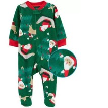 Boys Christmas Pajamas Carters Fleece Santa Long Sleeve Footed 1 PC Gree... - $17.82