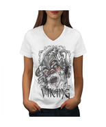 Wellcoda North Warrior Fantasy Womens V-Neck T-shirt, Nordic Graphic Des... - £16.11 GBP
