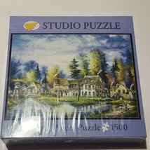 Bits And Pieces 1500 Piece Studio Puzzle Kirk Randle &quot;Village Lake&quot; - £22.42 GBP