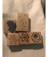 Wood Rubber Stamp Lot  5- Stampin Up Spring Garden Flowers Pansy’s Roses... - £6.09 GBP